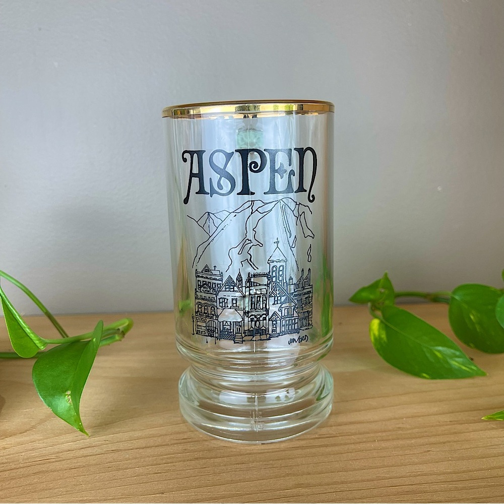 VINTAGE GLASS MUG ASPEN BEER STEIN